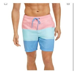 Club Room Mens Colorblocked 7" Swim Trunks Pink Blue XXL